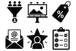 © Romzain - Marketing and consumer feedback digital icon set with marketing feedback advertising customer billboard communication management promotion experience business analysis