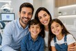 © Lerivan - Happy family with perfect smiles at the dentist's office for a check-up