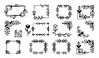 © GULSHAN - Minimalist floral border frame vector icon set with simple bold line art flower graphics black and white