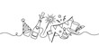 © Muhammad - Celebration Line Art: Champagne, Party Hats, Bunting, Sparkler & Confetti