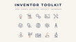 © muse - Linear inventor toolkit vector icon sheet for creativity – Perfect for product development workshops, engineering education, or creative prototyping blogs.