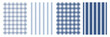 © IT park - Blue gingham and stripe seamless pattern set for fabric and textile design. Classic checkered plaid texture for backgrounds and packaging. Ideal for fashion, home decor, and print projects.