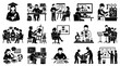 © yachyah - Education and Career Glyph Icons Set - Diverse Professions and Occupations Silhouettes
