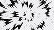 © Oleg - Black and white manga explosion effect with jagged radial burst lines and sharp lightning-like shapes. Dynamic anime-style impact background designed to emphasize power, action, and dramatic motion.