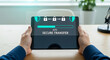 © DA_STOCK - Secure transfer data encryption on tablet, digital cybersecurity interface with padlock icons, encrypted file sharing and privacy protection