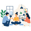 © Pram - Group of people filming a yoga instructor for online fitness content.