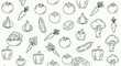 © Ndog - Hand drawn vegetables and fruits seamless pattern illustration.