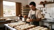 © Thiago - Artisan cheesemaker inspecting fresh traditional cheese in kitchen