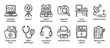 © Happy Carrot - Telemedicine and remote healthcare icon set with twelve hand-drawn doodle illustrations of medical equipment like a webcam, laptop, digital stethoscope, and patient examination kit