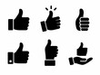 © Vyctor - Set of black thumbs up icons in various styles on white background