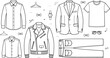 © vector design  - Men fashion clothing and apparel line icon set with blazer jacket leather coat shirt tshirt jeans glasses watch