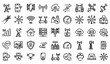 © RUBINA - 5G cell tower and mobile network line icon set with antennas signal coverage and fast connection vector illustration editable stroke