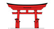 © Reginald - Bold red traditional Japanese Torii gate shown in a clean graphic style, representing a classic architectural symbol of Japanese culture.