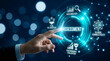 © Mirivox - Hand touching a glowing interface displaying 'Assessment' with icons for data analysis, team collaboration, performance evaluation, and global connectivity, representing business processes.