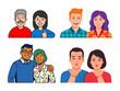 © oy - Diverse Family Members Including Uncle And Aunt Avatar Set Vector, isolated, transparent, png, suitable for genealogy projects, family presentations, community graphics
