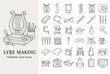 © Nadya - Lyre making and luthier woodworking tools line icons