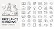 © Nadya - Freelance business and remote work line icons for self employment, digital marketing, finance, and office management