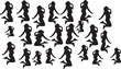 © ImdadHossen - Set of silhouettes of a girl jumping