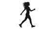 © Indra - Black silhouette of a woman walking fast for exercise and fitness.