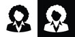 © bibin - Corporate business woman avatar profile icon graphic. Minimalist black and white professional female executive manager silhouette portrait design.