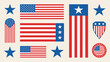 © blu - A collection of various American flag designs, patriotic emblems, and blue star illustrations.