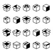 © AsmArif - Set of isometric cardboard box icons for logistics and packaging with cardboard packaging delivery shipping isometric logistics container commerce warehouse