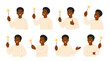 © Mark - Set of smiling man holding sparkler in different poses