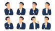 © Alan - Set of man thinking poses in flat cartoon vector style