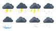 © Alan - Set of dark cloud weather icons with rain snow and lightning