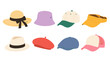 © Alan - Collection of assorted hats and caps in flat vector style