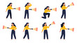 © Alan - Woman character holding flashlight in various poses set