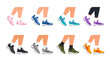 © icon_art - Set of running legs in colorful sneakers isolated on white