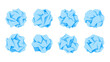 © icon_art - Set of blue crumpled paper balls isolated on white background