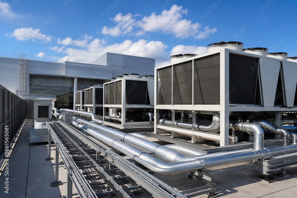 Chillers HVAC en azotea de data center