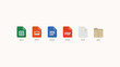 © Feroz Hasan - Adobe Illustrator ArtworkDigital Document Icons: Spreadsheet, Presentation, Text, PDF, Image, Folder