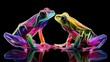 © Rupak - Two colorful metallic butterflies with swirling patterns on dark cosmic background