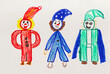 © batya - Funny little people, childrens drawing with colored markers