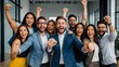 © Petro - Group of Professionals Celebrating Success and Teamwork in Modern Office Environment