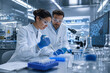 © Olena - In a modern laboratory, dedicated scientists collaborate on medical research. Pipetting liquid into vials, they represent innovation, focus, and the hope of scientific discovery.