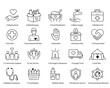© Nasim23a - Humanitarian Aid and Charity Line Icons Set, Relief Support, Donation, Volunteer, Medical Assistance Collection