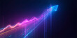© Md - Abstract financial growth chart with glowing neon blue upward arrow and purple graph line