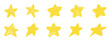 © ISATON - golden star doodle drawing. hand drawn golden star. bright yellow hand drawn star shape with rough artistic texture. stars collection perfect for design and decoration.