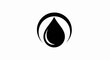© Dita - Black water drop icon inside a circular crescent frame isolated on a white background.