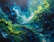 © Manami Saku - abstract blue background　暗闇の海　絵の具を重ねて描いた抽象画アート　