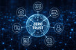 © ImagePulse - Zero trust network security identity device user data application digital background with connected node and blue bokeh, cybersecurity concept for access control and verification