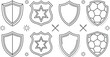 © MD - Hand drawn shield vector icon set for security protection police badge sports defense crest isolated on white background