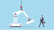 © Muhammad - Businessperson propelled upward by robotic spring mechanism
