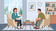 © man thok - Psychologist consulting with a patient.