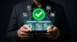 © Top seller  - Payment successful online shopping concept with businessman holding smartphone
