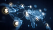 © Selvam - Global financial network concept connecting worldwide economy through international money transfer, currency exchange, trade, and digital banking transactions for cross-border business growth